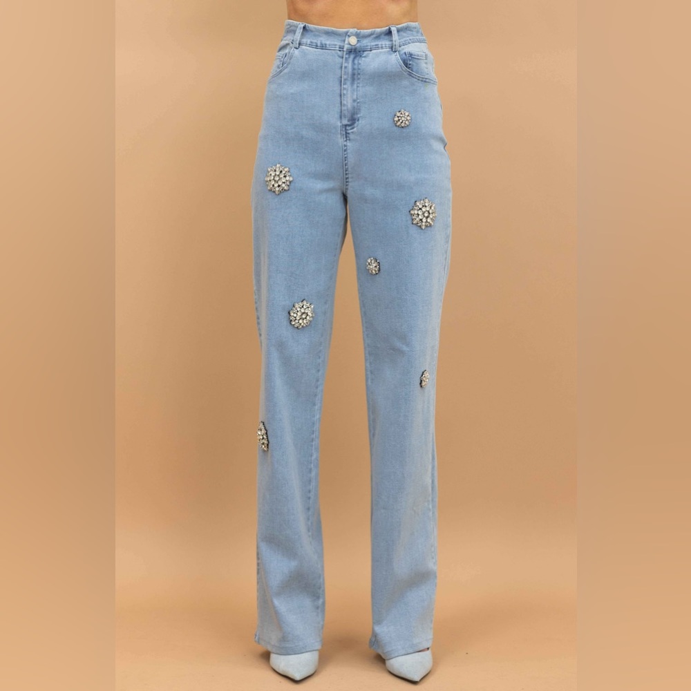 507. Crystal Embellished High Waisted Jeans